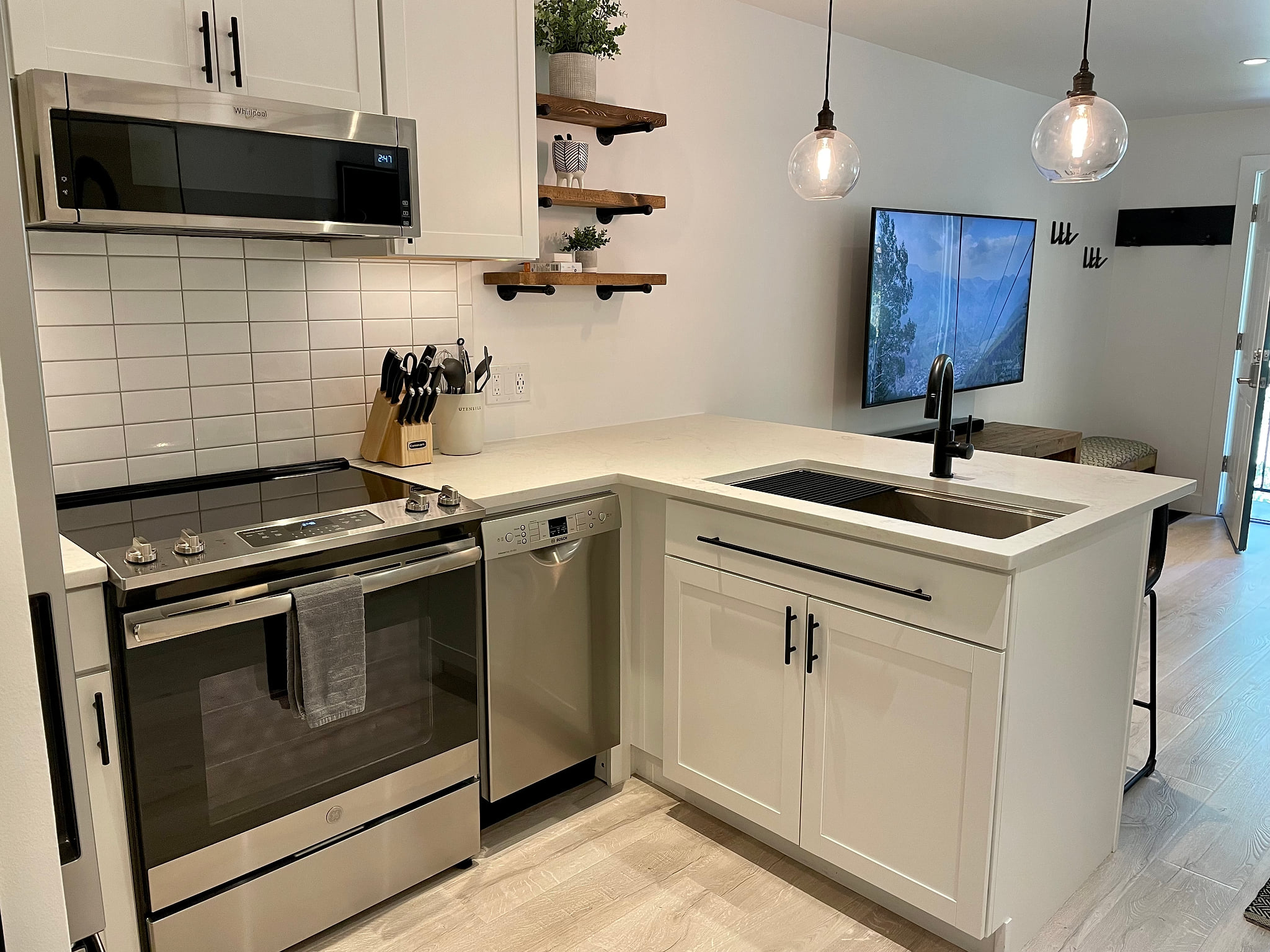 Open concept kitchen overlooking the living room.