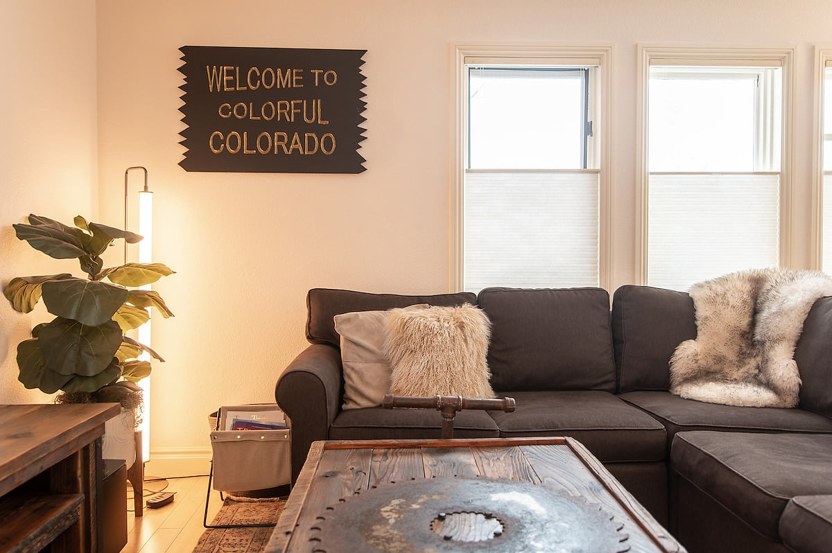 Cozy living room with sectional lounge.  Premier Downtown Telluride Condo - Etta Place Too