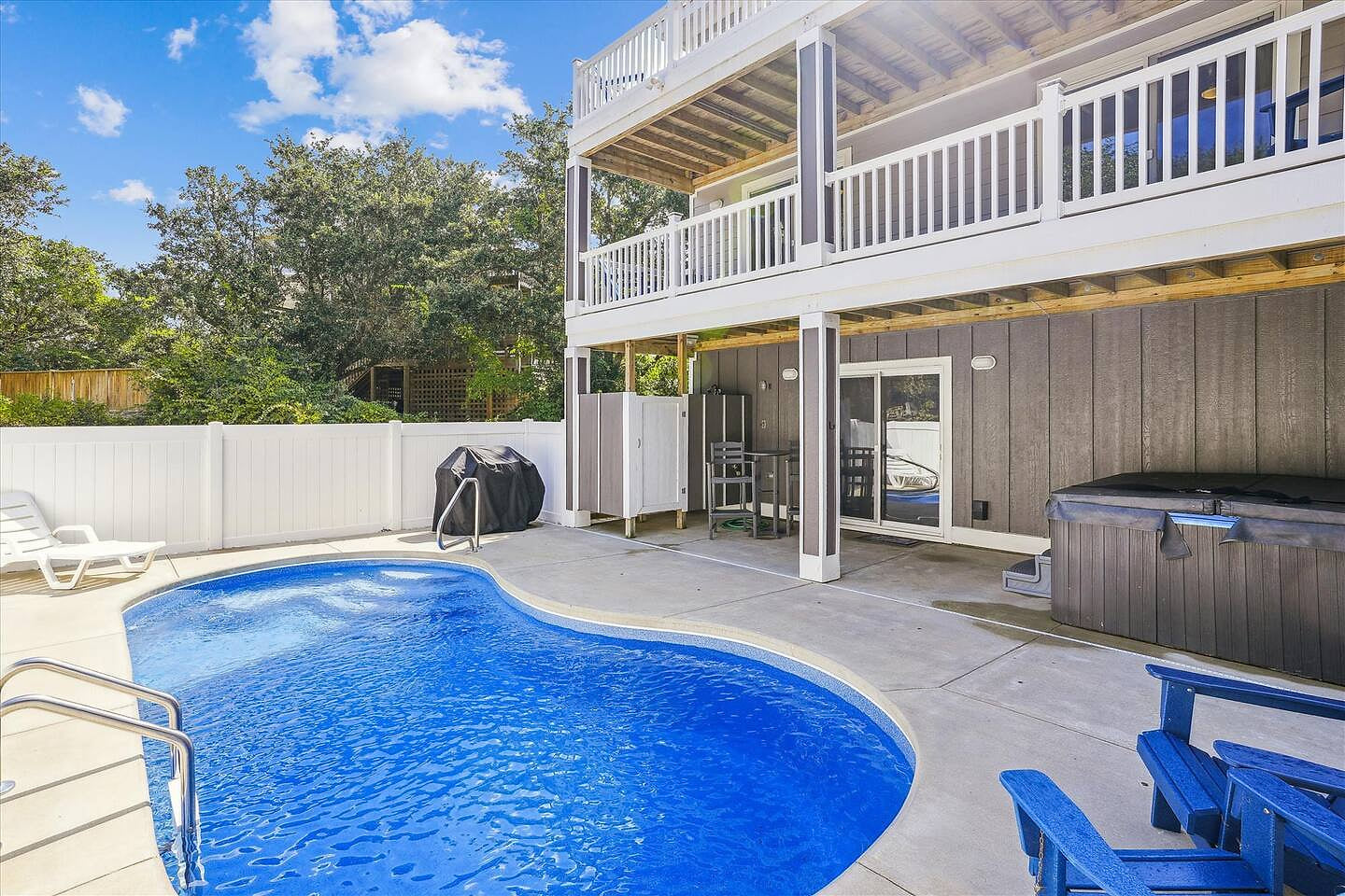 Pool Area with Hot tub for fall and Summer cozy nights