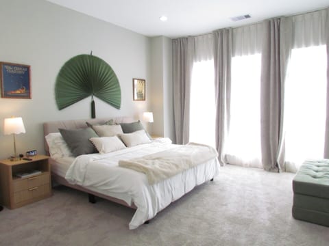 Bedroom 1 with King mattress. Convertible bench to Queen Mattress