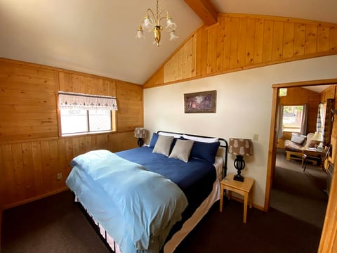 Bedroom with king bed and high end bedding