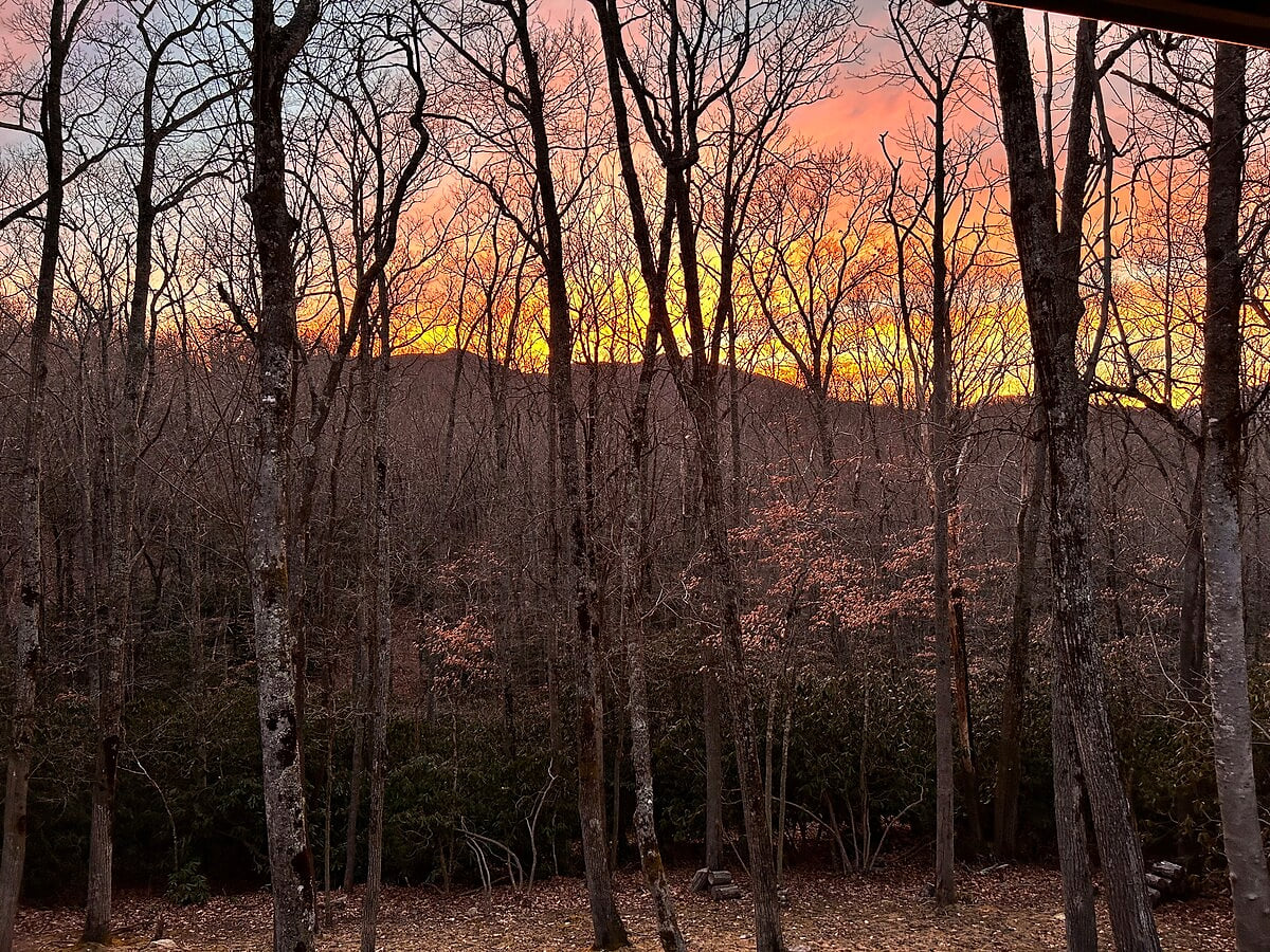 Winter sunset view from deck. 