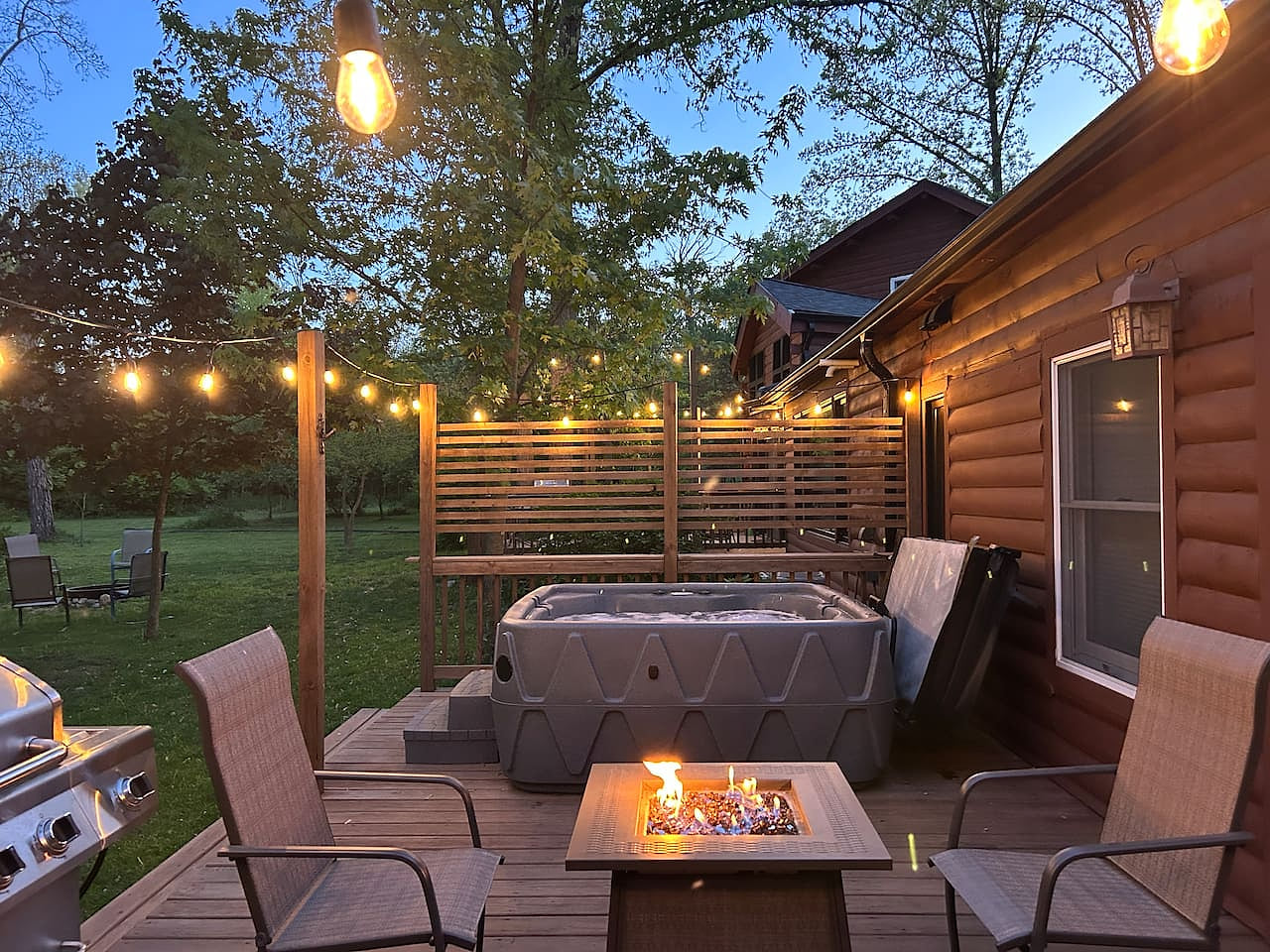 Relax by the fire table. 