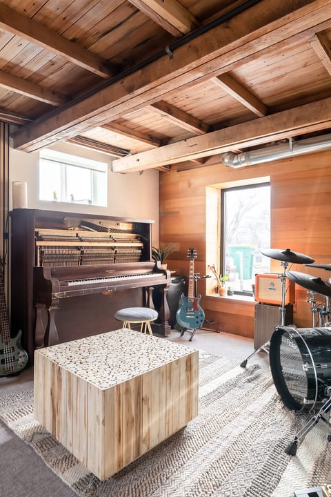 Grab an instrument, and let the good times roll in our music jam area