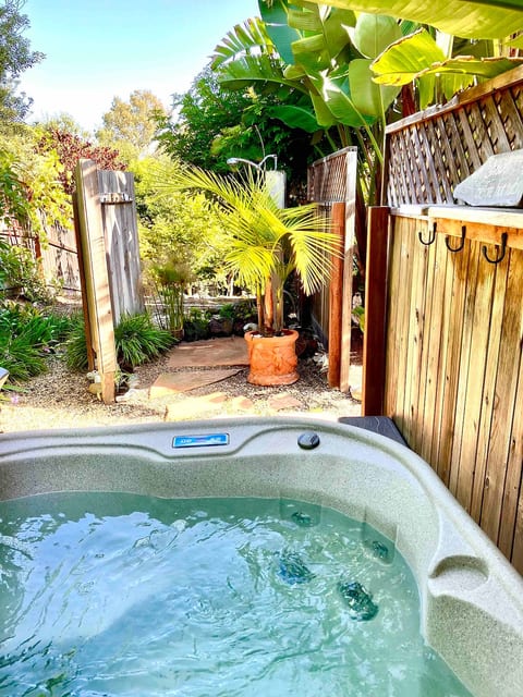 Hot tub and outdoor shower.