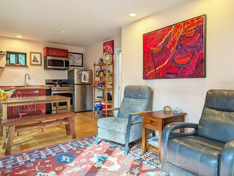 A burst of color and comfort, where bold design meets soft seating for effortless relaxation.