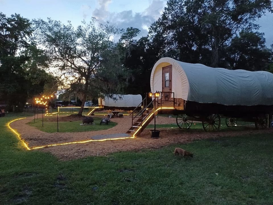 King Bed Wagon Stay at Fluffy Highland Cows - Melrose