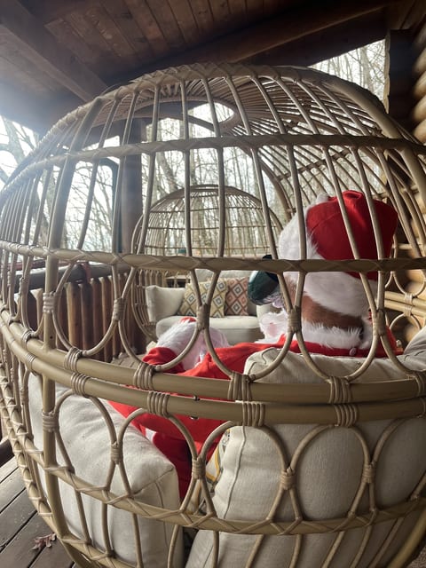 Santa Claus enjoyed his mornings sipping hot chocolate on our balcony overlooking Winter long range views.