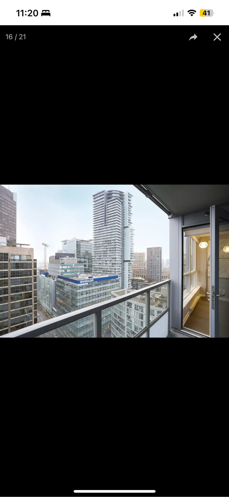 "Breathtaking 15th-floor panoramic city skyline views from your private balcony. Enjoy an unobstructed, stunning outlook of Downtown Vancouver’s heartbeat, featuring iconic high-rise architecture and vibrant city lights."