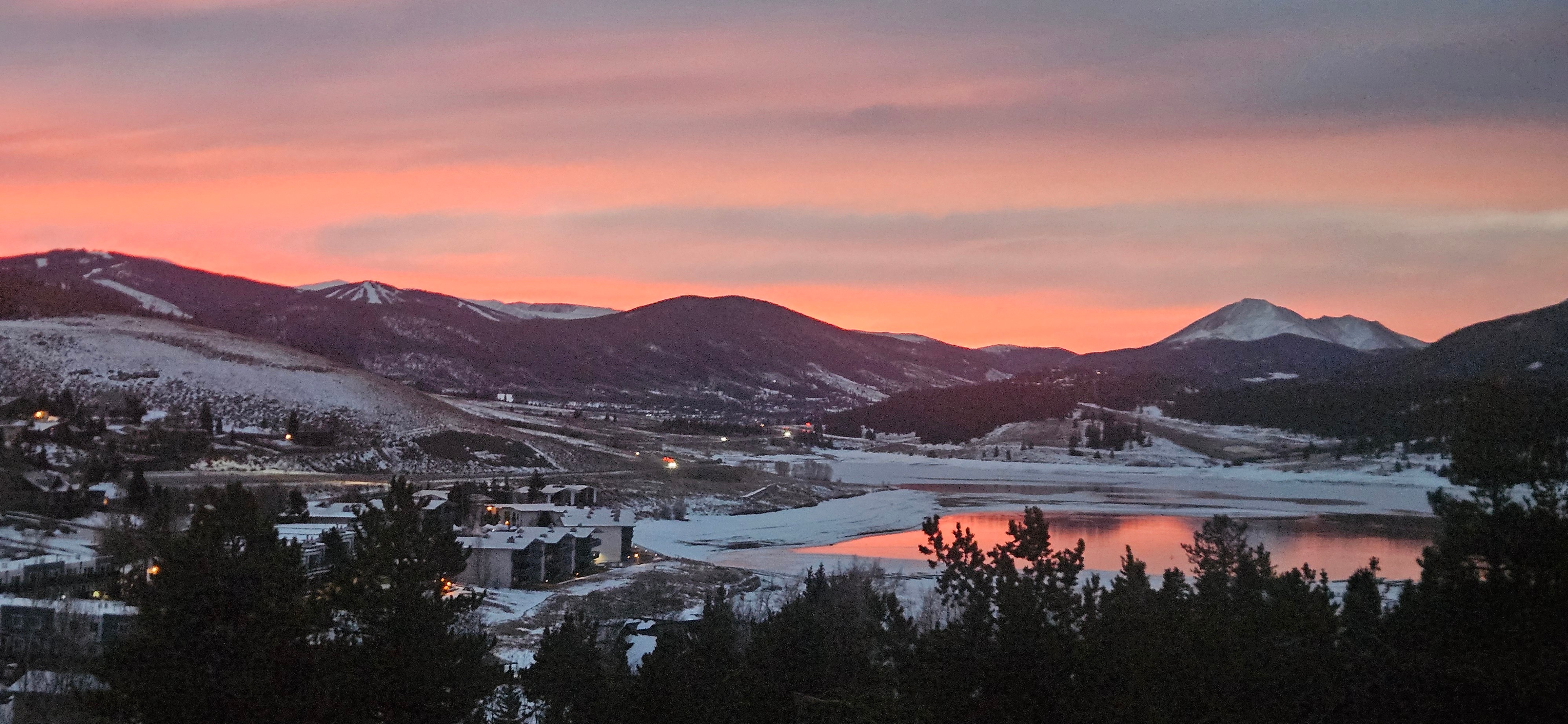 Beautiful sunrises with views of Keystone Resort & Lake Dillon