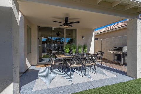 Covered Back Patio Seats 6-8 + Newer Gas Grill