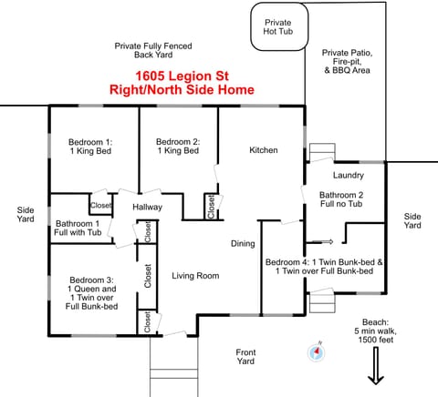 2 Nextdoor Single Family Homes Centrally Located with Private Hottub, Huge Yard, BBQ, Firepit, Yard Games, Sleeps 30