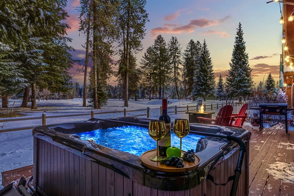 Soak away your cares in the hot tub with expansive views!