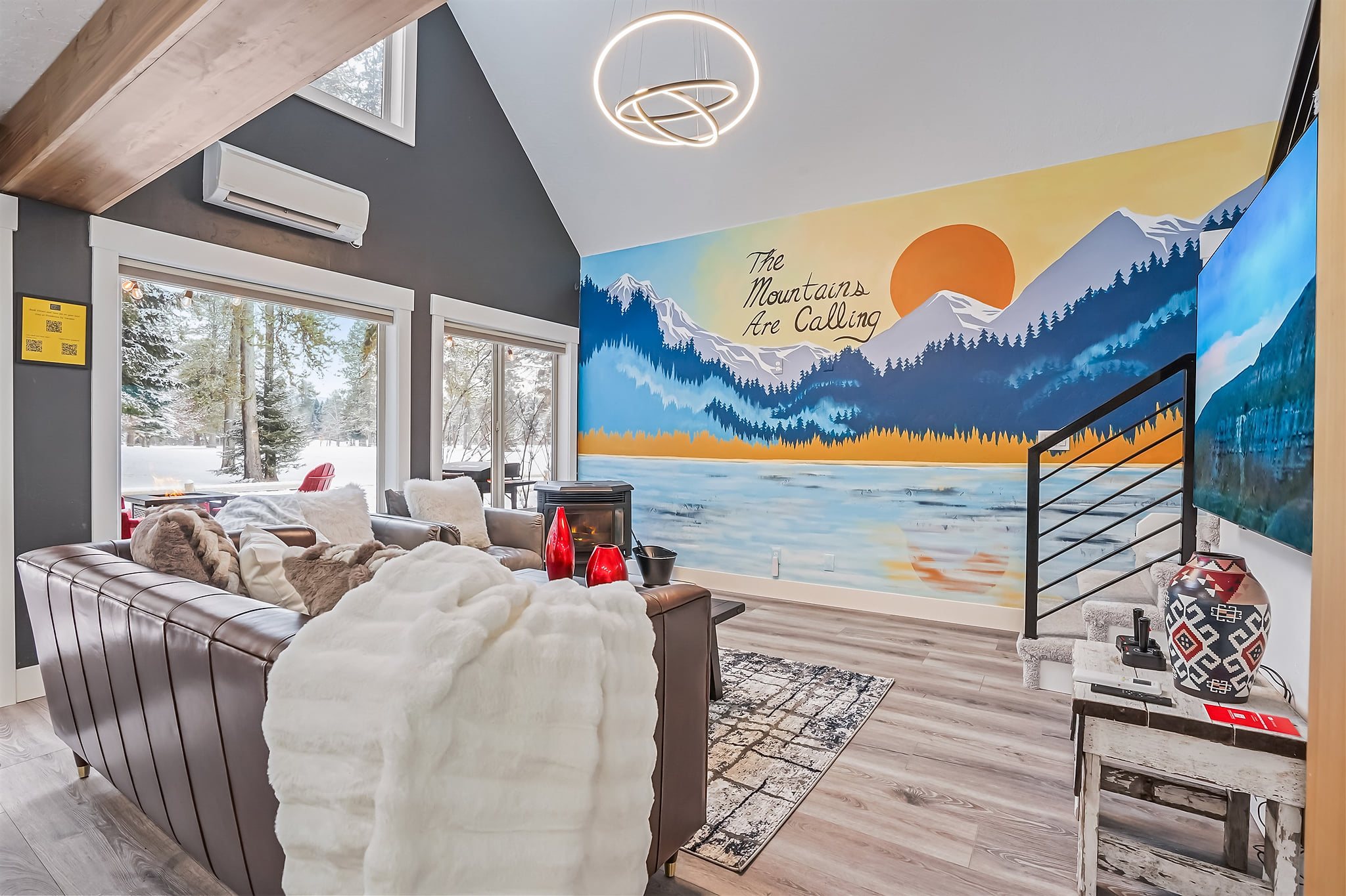 Cozy living area with fireplace!