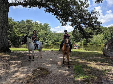 Charlotte is hidden in the trees! Horses! Fishing! image 4