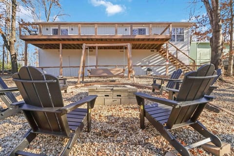 View from the firepit! Expansive private deck that runs the length of the house. Imagine spending time with friends & family, enjoying this private space. This is an awesome place to watch the local wildlife.