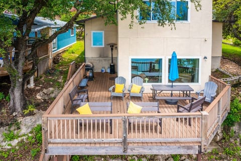 Drone view of our back patio deck