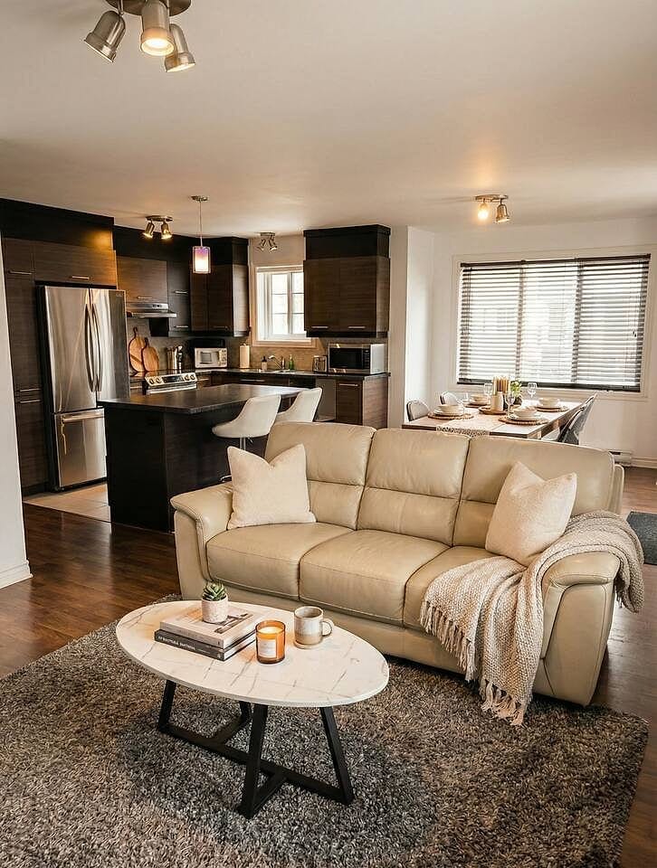 Relax in style in this inviting open-concept space.