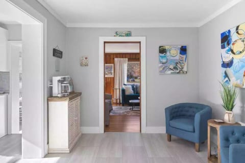 Sitting room open to kitchen – great for coffee, wine & conversation