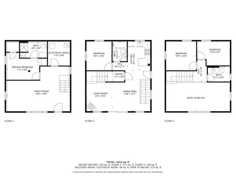 Floor plan with multiple sleeping and hangout options to accommodate up to 9 (dimensions are approximate)