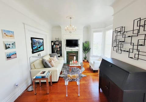 Living room with roll-up desk