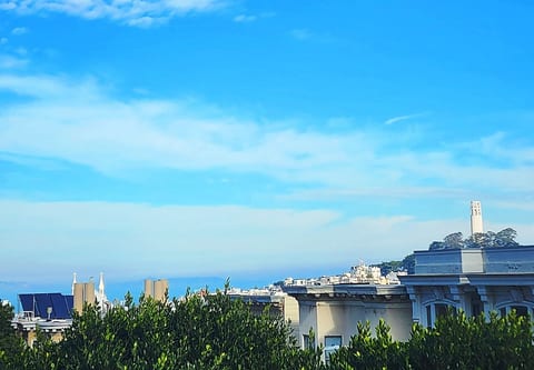 Partial view of Coit Tower & San Francisco Bay