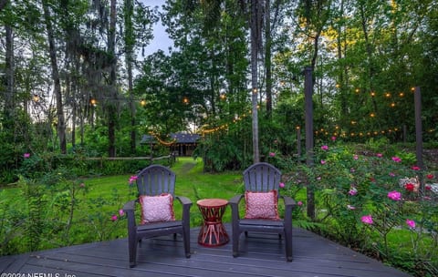 Enjoy seating on the back deck grab some chairs from the fire pit or sit in loungers close to the hot tub. Lots of space to play cornhole and enjoy a very large wraparound deck