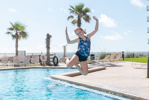 Family fun starts here — splash, swim, and relax in our seasonally heated pool just steps from the beach.