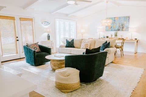 Open living space with picturesque lake views and an abundance of natural light. 