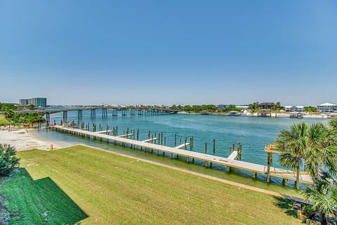 Old River boat dock views at Wind Drift Orange Beach with boat slip access