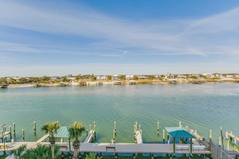 View from covered balcony with Old River and Ono Island views at Wind Drift Orange Beach Alabama waterfront vacation rental condo