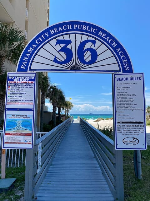 Panama City Beach, Florida, Public access 36 - less than 15 min walk from our beach townhouse! Deep your feet in the sugary white sands of the Emerald Coast, and enjoy the endless gorgeous teals and blues of the Gulf of America