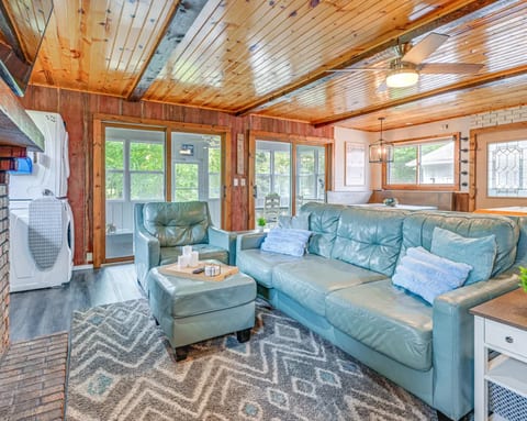 Knotty pine in common areas.