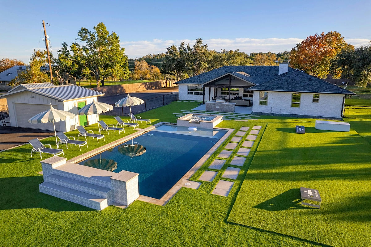 Private championship-level pickleball court. Playground with play structures for children.