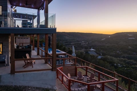Two pools and two hot tubs turn this Canyon Lake stay into a private resort, with space for everyone to swim, soak, and lounge.