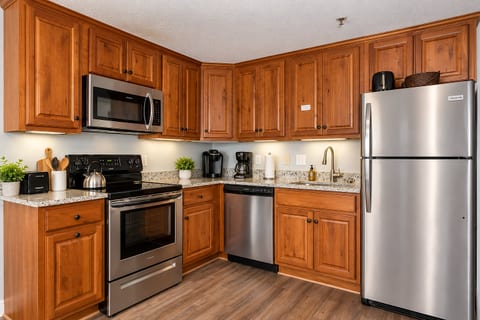 This kitchen has everything you need to make your favorite meals during your stay.