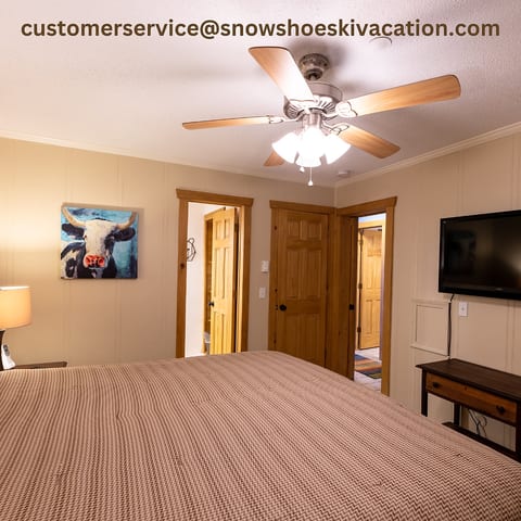 Master Bedroom: King Bed, 42” TV, closet, private bathroom with his and hers vanity