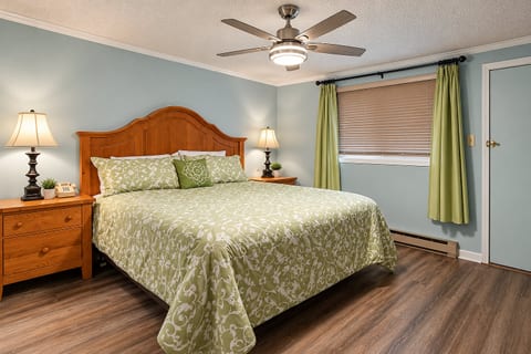 The Master bedroom with King bed and attached bathroom.