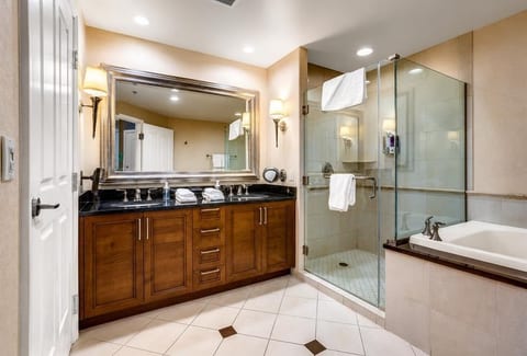 Jetted Soaking Tub — Spa-Style Bath with Whirlpool Soak Tub, Separate Walk-In Shower, Dual Vanity Sinks