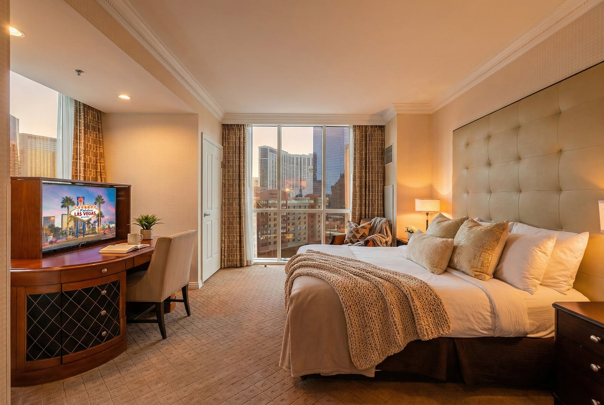 Spacious King Suite with Panoramic City Views & Dedicated Workspace