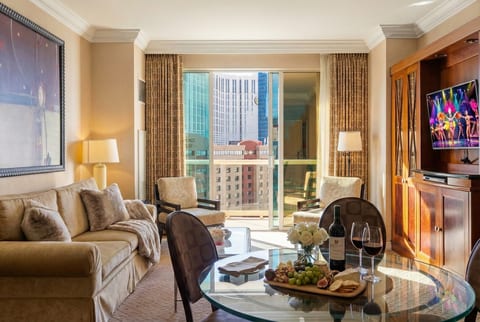 Unwind in luxury with private balcony views of the Las Vegas Strip