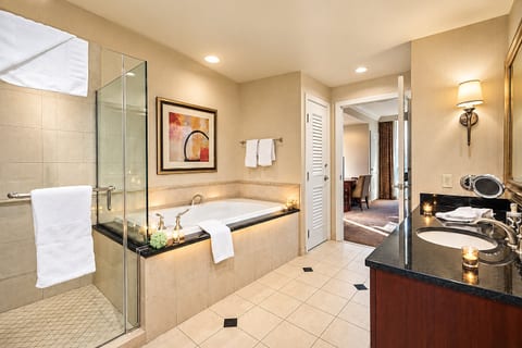 Jetted Soaking Tub — Primary Ensuite Bath, Deep Soak Tub and Enclosed Glass Shower