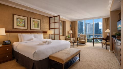 Wake up to dazzling skyline views in a stylish, spacious studio.
