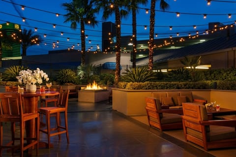 Resort Pool Access — MGM Signature Heated Pool with Outdoor Fire Feature and Lounge Seating