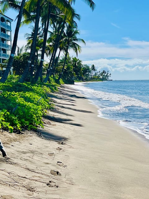 Beachfront, is truly beachfront resort.  You are on the 4th floor of the building to the left