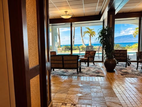 View from the elevator exit into your lobby. Gorgeous! (that's the island of Lanai). 
