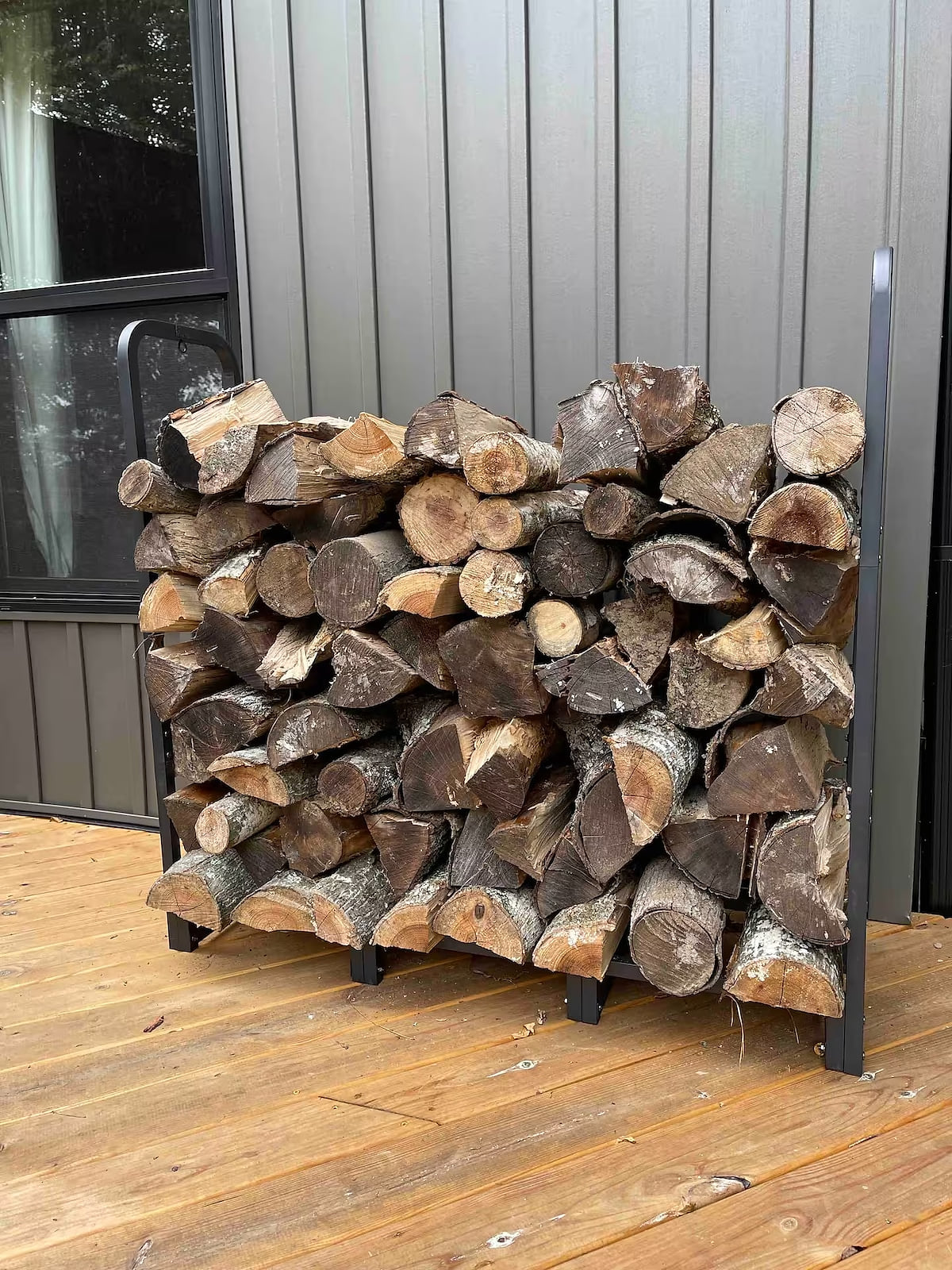 Firewood for the fire pit. (Can't be used with the fireplace inside the house)