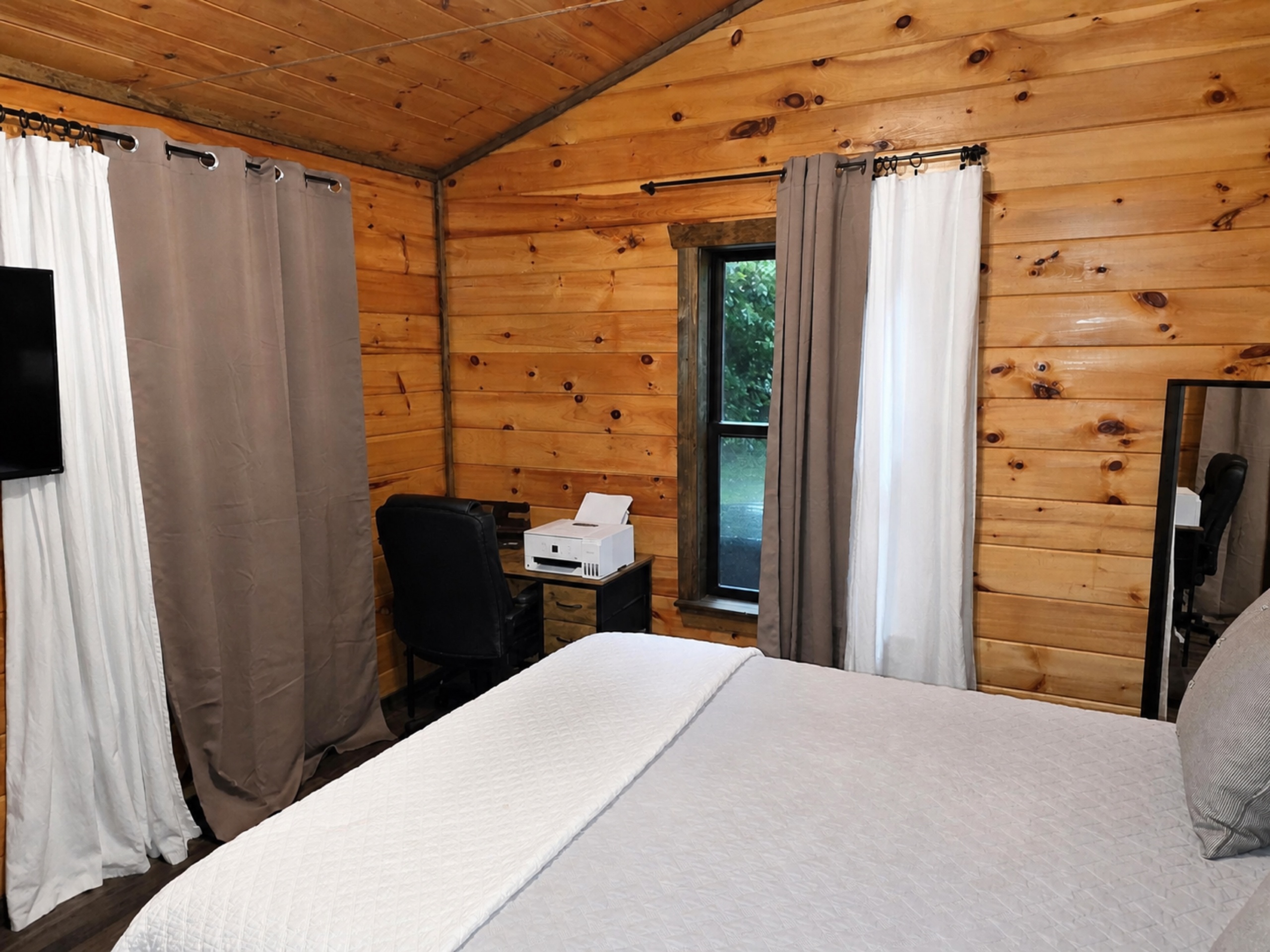 Bedroom 2 with blackout curtains