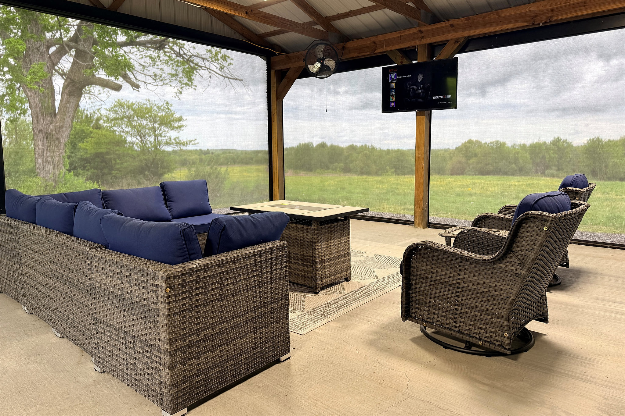 Remote controlled retractable screens + TV