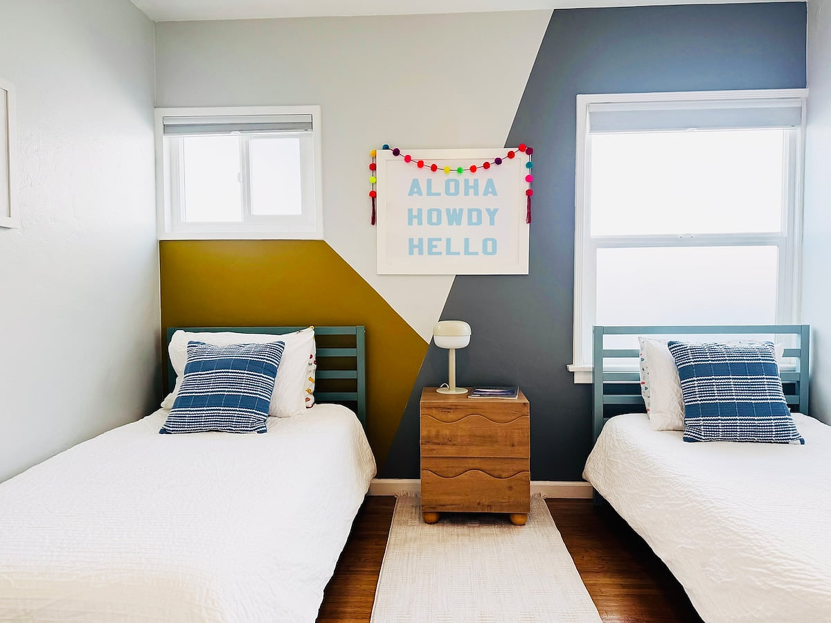 Designed for fun and rest! Two comfy twin beds in our kid friendly bedroom. 